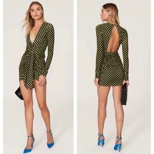 Le Superbe Elastica Polka Dot Ruched Long Sleeves Dress Size Medium